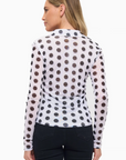 Collared Polka Dot Mesh Button Down