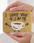 I Love You A Latte Beaded Coin Purse