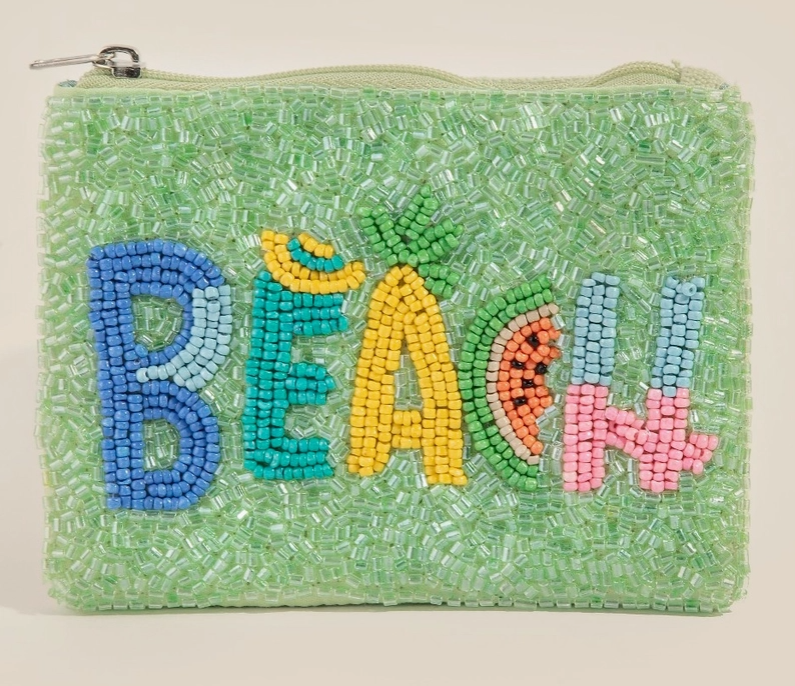 Vibrant Beach Beaded Coin Purse