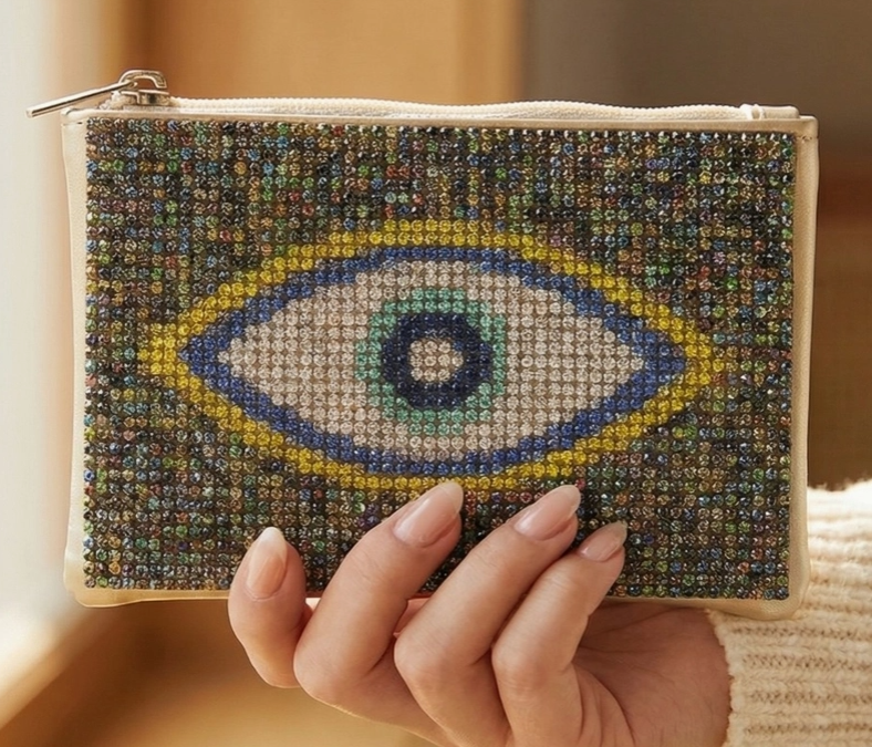 Large Evil Eye Pave Coin Purse