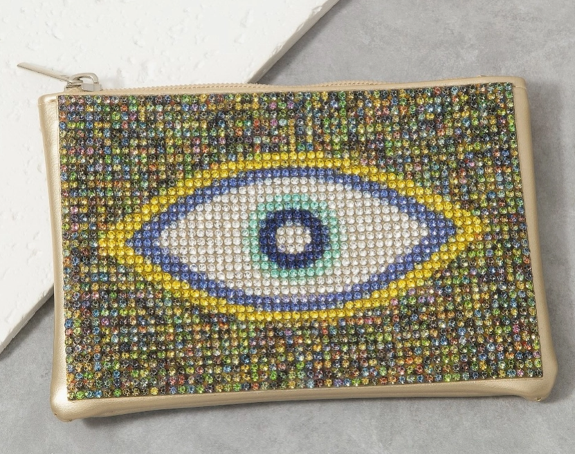 Large Evil Eye Pave Coin Purse