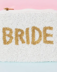 Gold Bride Print White Beaded Coin Purse