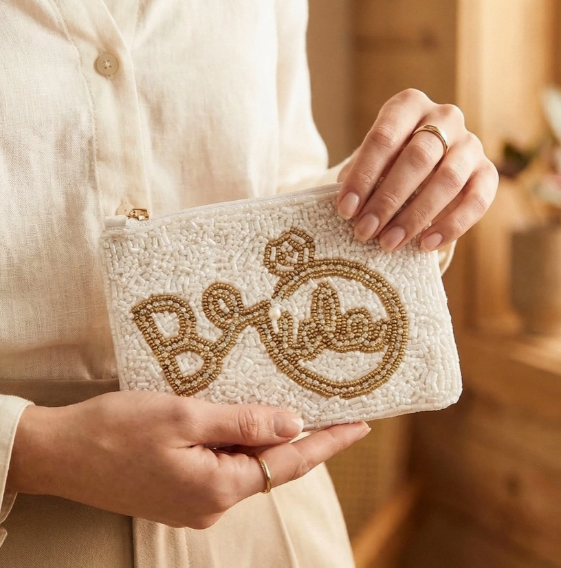 Bride and Ring Themed Beaded Coin Purse