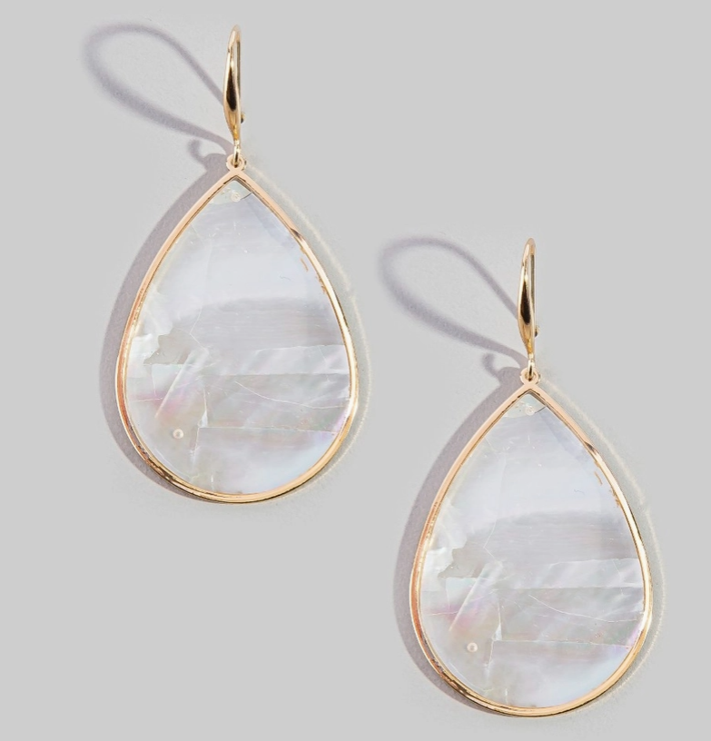 Gold Bezel Iridescent Shell Earrings