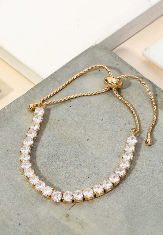 Pave Tennis Cz Adjustable Bracelet