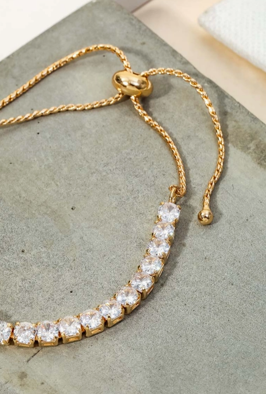 Pave Tennis Cz Adjustable Bracelet