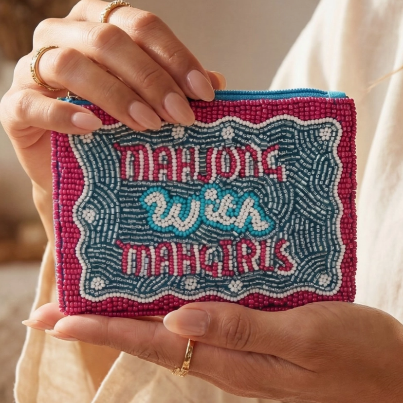 Mahjong with Mahgirls Beaded Coin Purse
