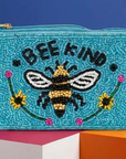 Bee Kind Slogan Beaded Coin Pouch