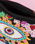 Flower Heart Evil Eye Beaded Coin Purse