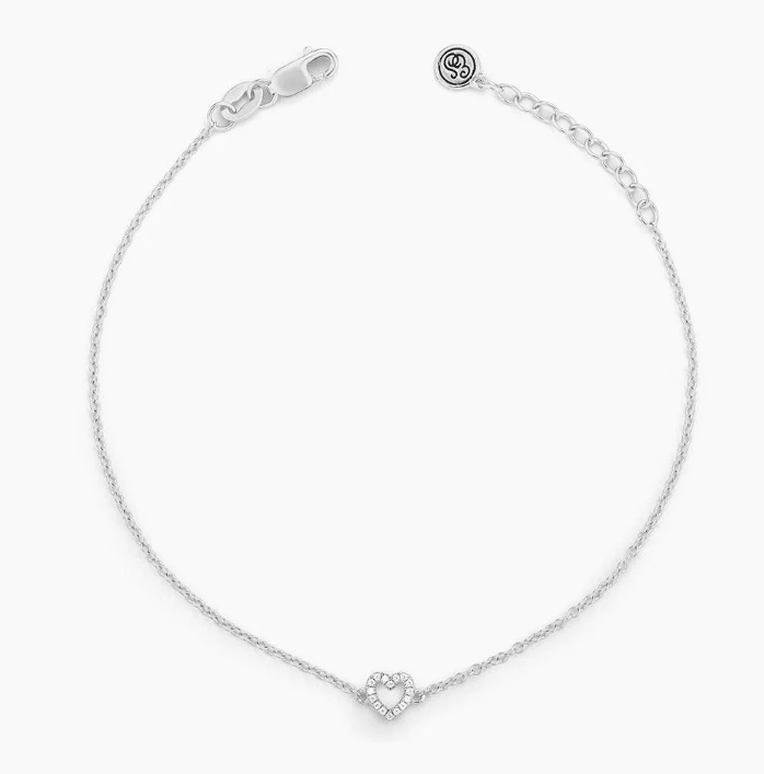Petite Heart Chain Bracelet Silver