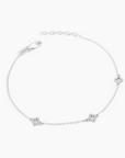 Diamond Station Chain Bracelet Silver