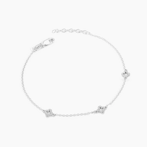 Diamond Station Chain Bracelet Silver
