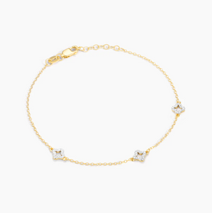 Diamond Station Chain Bracelet Gold