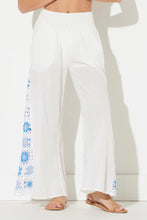 Load image into Gallery viewer, White w/ Blue Crochet Square Insert Pant