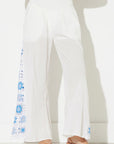 White w/ Blue Crochet Square Insert Pant