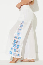 Load image into Gallery viewer, White w/ Blue Crochet Square Insert Pant