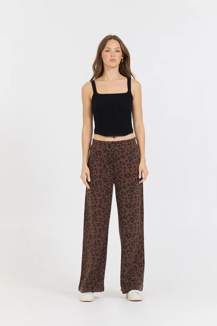 Leopard Printed Clous Fleece Pant