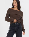 Off the Shoulder Zip Back Sweater