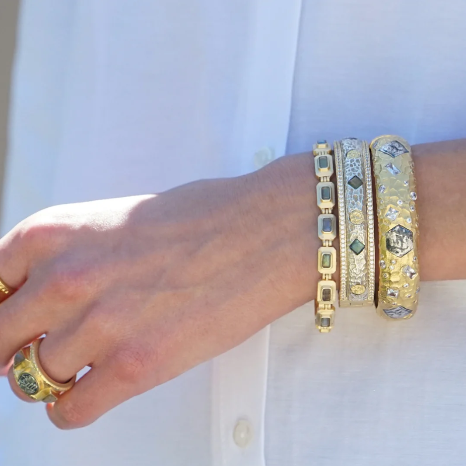 Gold Labradorite Beryl Tennis Bracelet