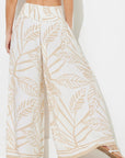 Tan Abstract Leaf Printed Rayon Pant