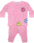 Pink Drip Smilies Thermal Shirt & Pan NB