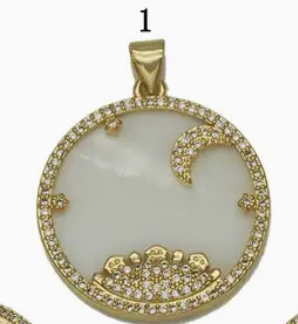 Sparkle Sun &amp; Moon Round Charm