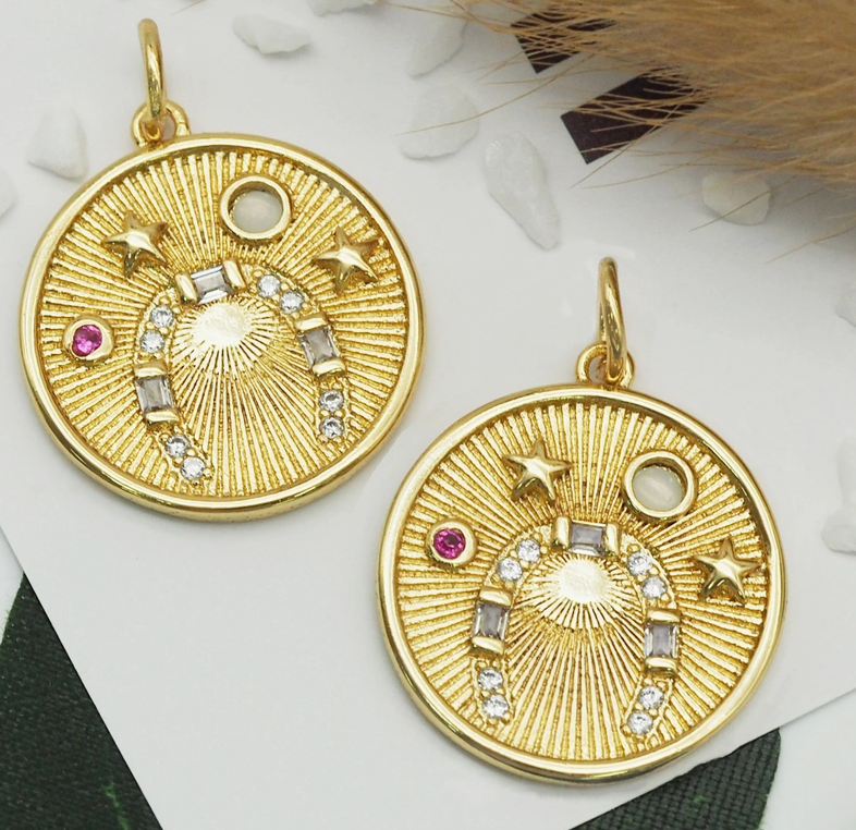 CZ Star Round Coin Charm