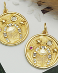 CZ Star Round Coin Charm
