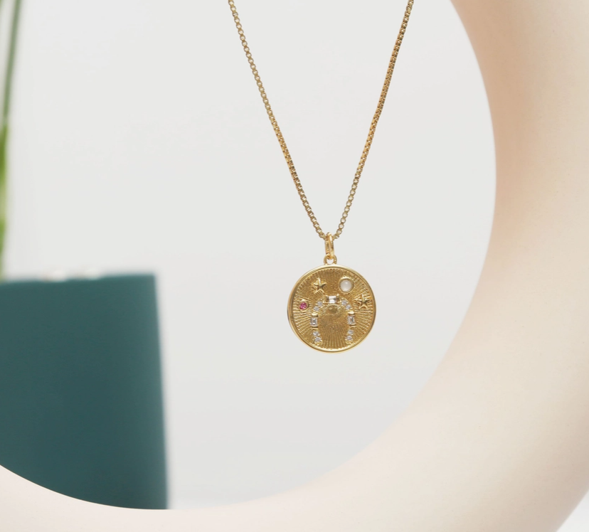 CZ Star Round Coin Charm
