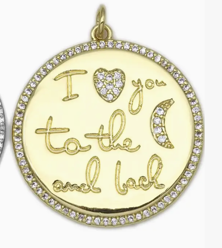Cz Micro Pave Word Heart Moon Charm