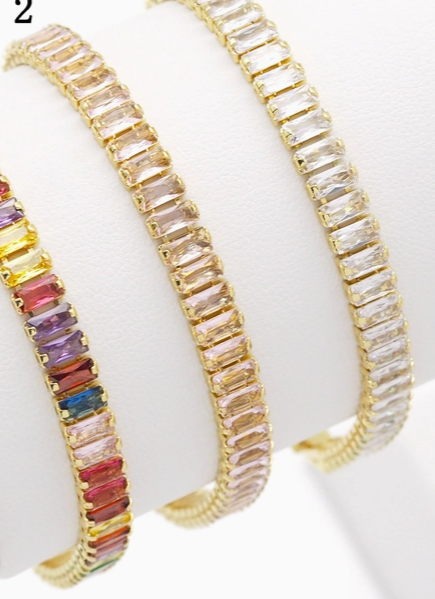 Baguette Pink CZ Bracelet