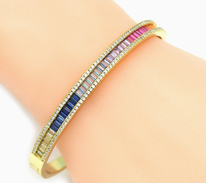 Rainbow Baguette Cz Bracelet