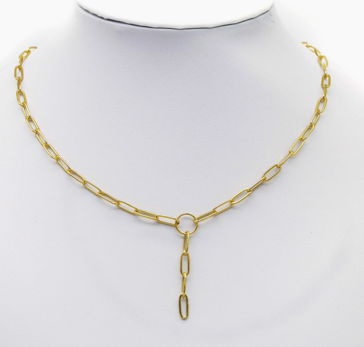 Paperclip Chain Drop Charm Necklace