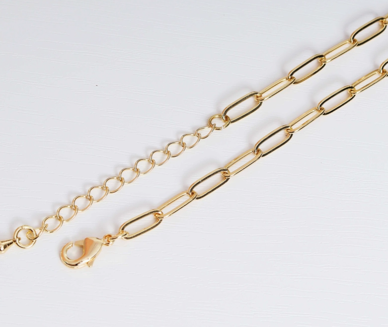 Paperclip Chain Drop Charm Necklace