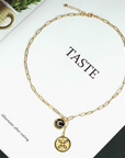 Paperclip Chain Drop Charm Necklace