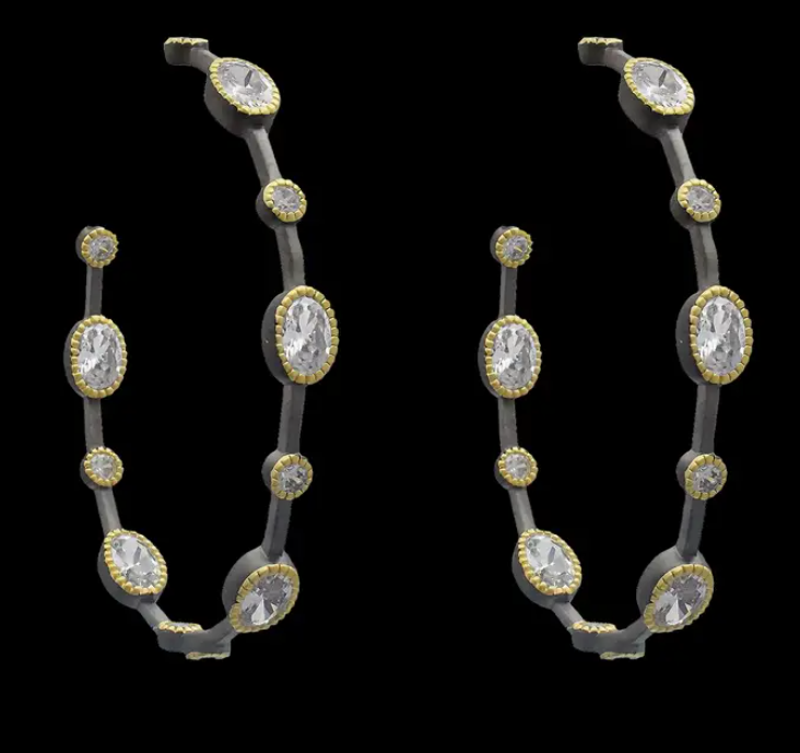 Black/Gold CZ Hoop