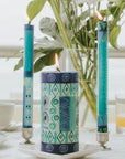 9" Taper Candle Pair Blue/Green