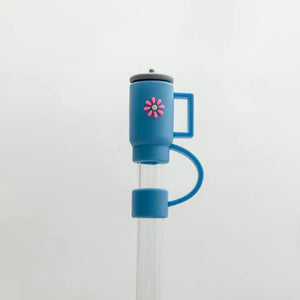 Straw Toppers Blue Cup