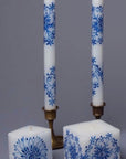 9" Taper Candle Pair Blue Henna