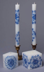 9" Taper Candle Pair Blue Henna