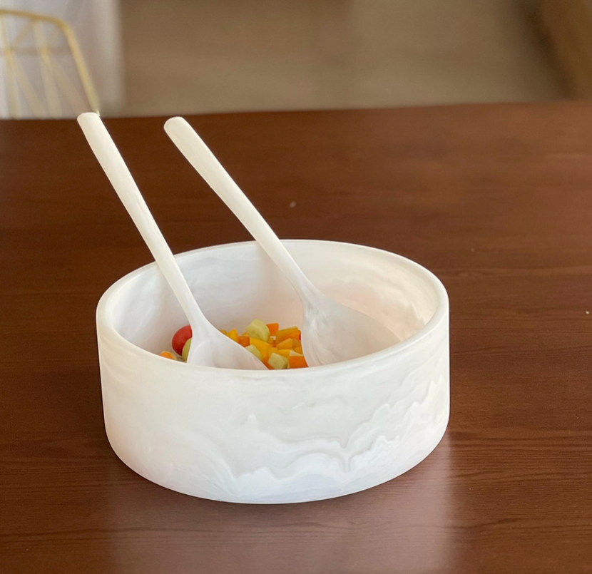White Resin Salad Bowl Medium