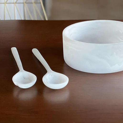 White Resin Salad Servers