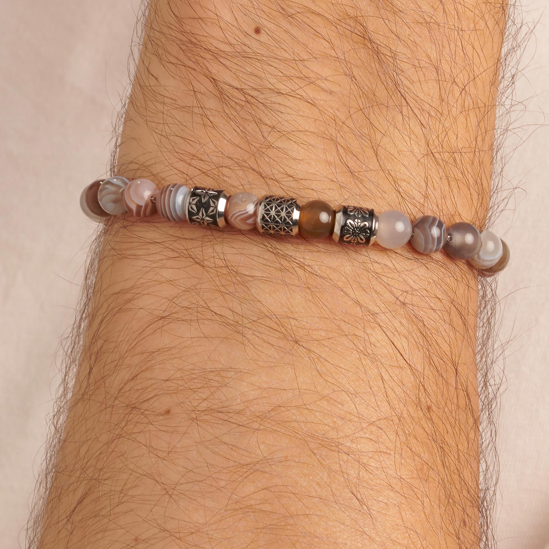 Mens Natural Stones Beaded Bracelet