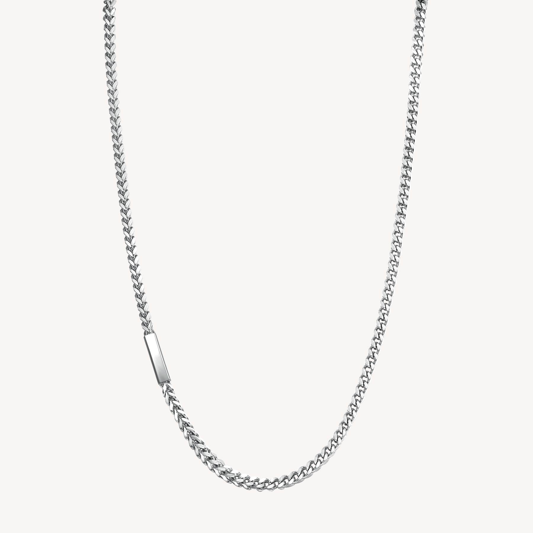 Mens Box Chain Tag Necklace