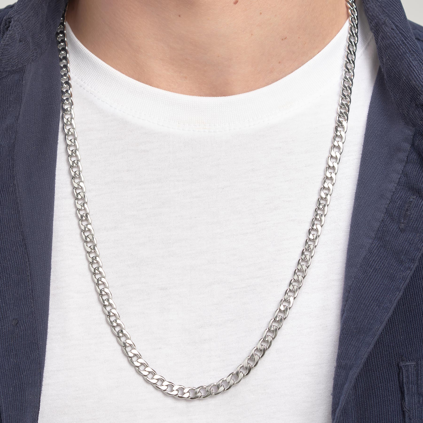Mens Long Chain Link Necklace