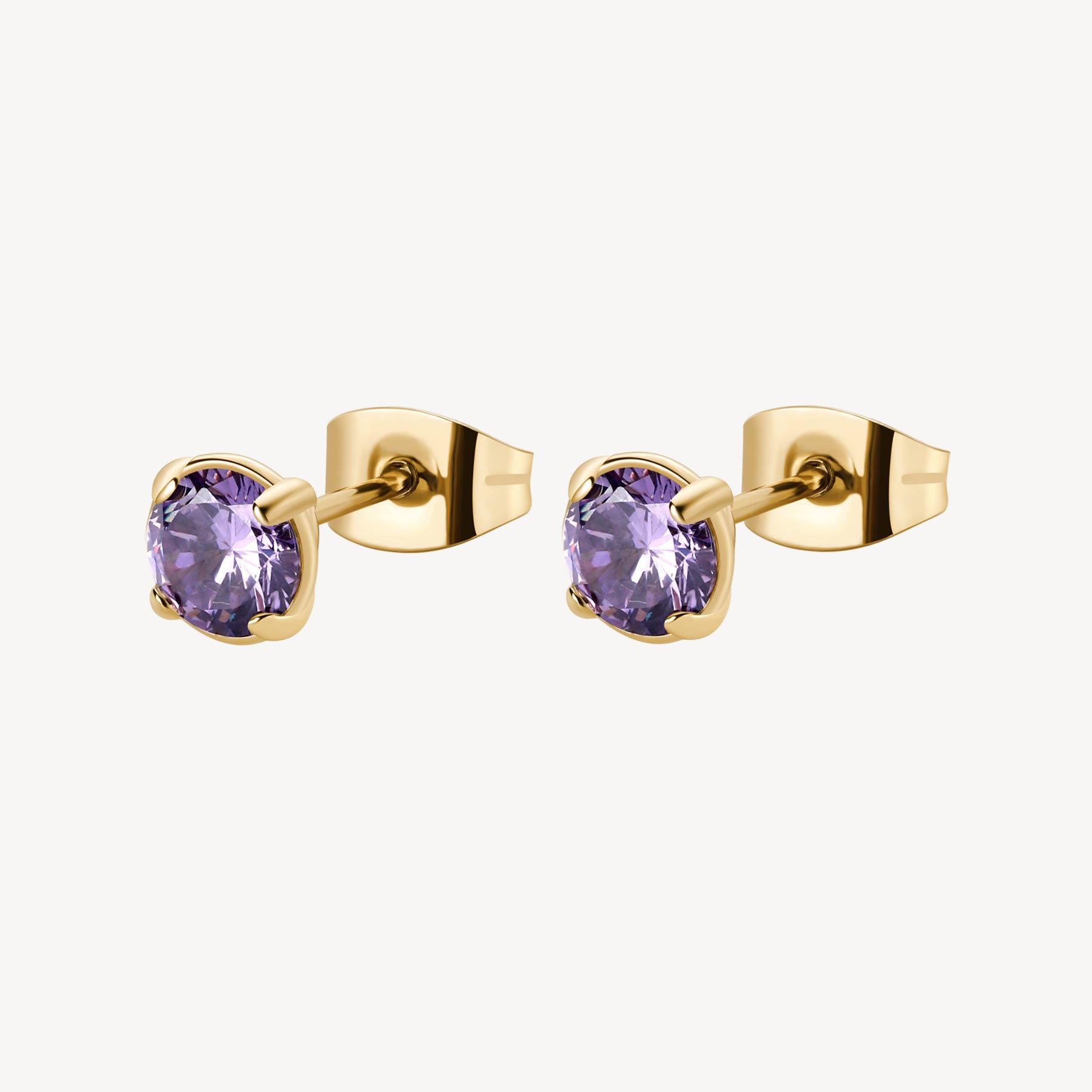 Desideri Amethyst CZ Studs - Gold