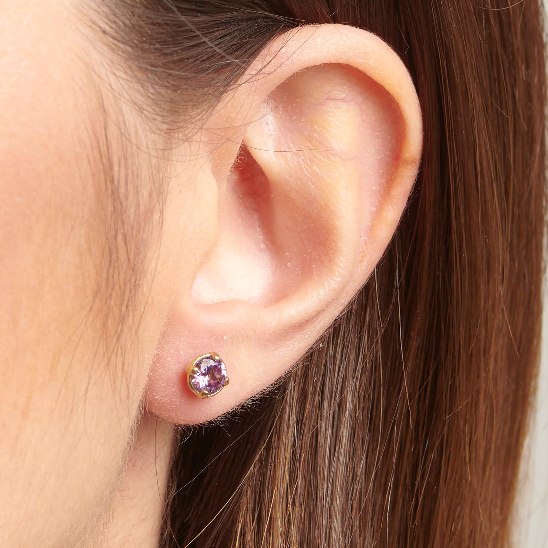 Desideri Amethyst CZ Studs - Gold