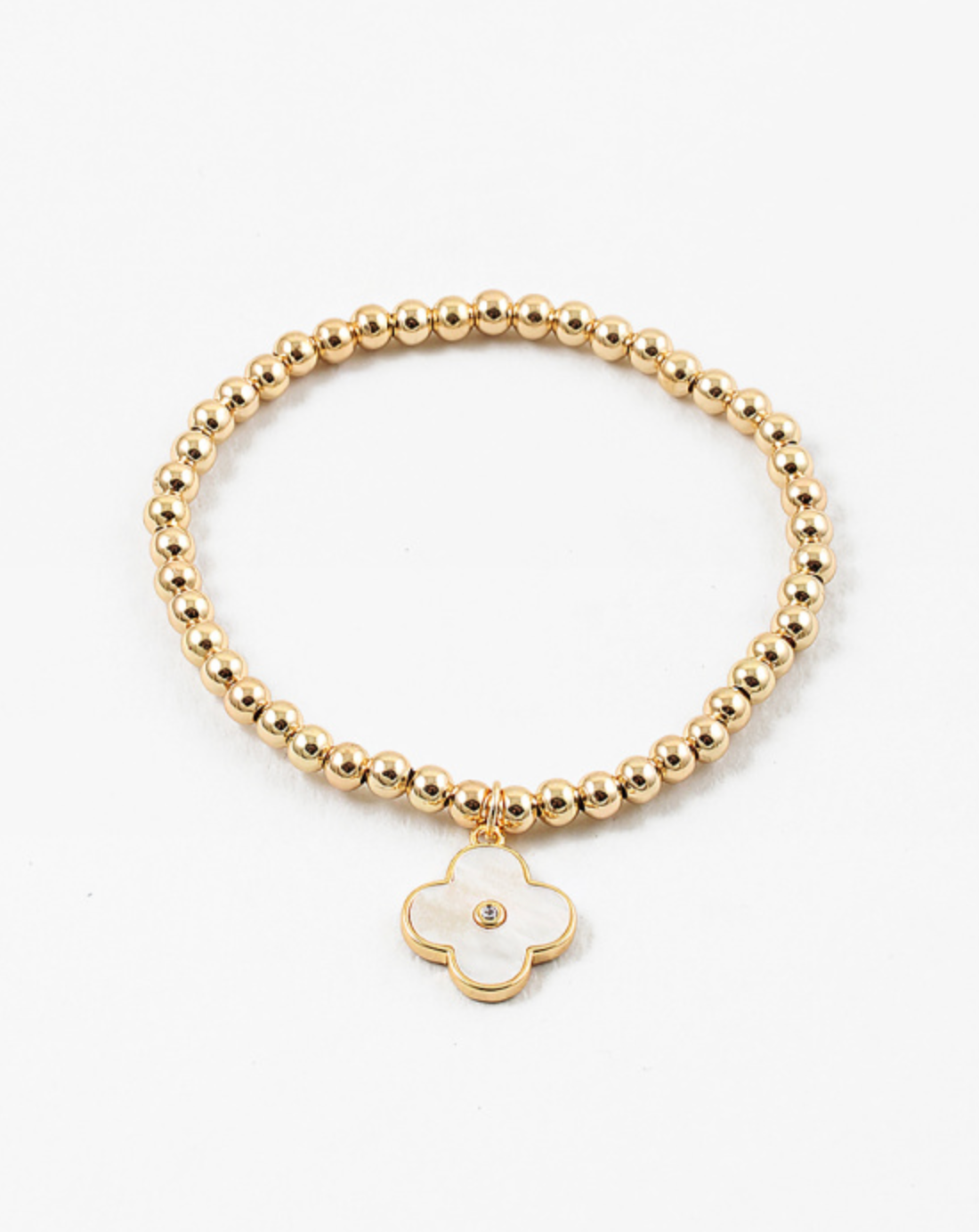 Beaded Mother of Pearl Clover Bracelet