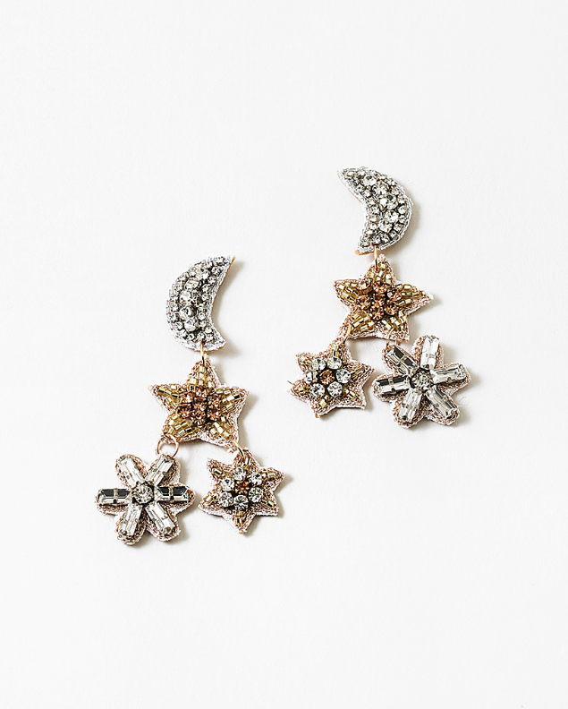 Beaded Moon &amp; Stars Earrings