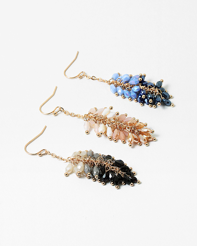 Crystal Cluster Earrings Gold